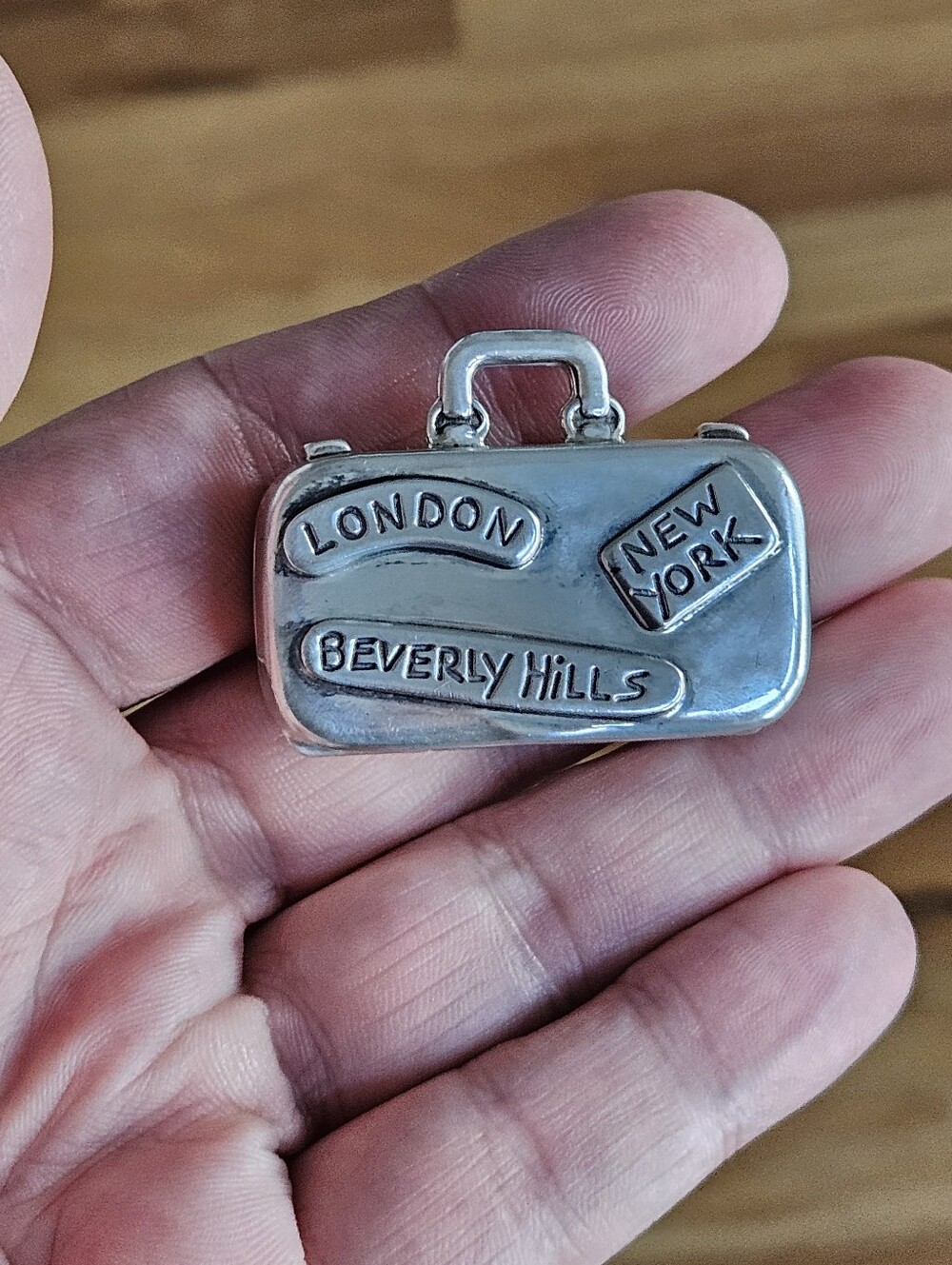 Fabulous Retired Tiffany & Co Sterling Silver Suitcase Pill Box Pendant